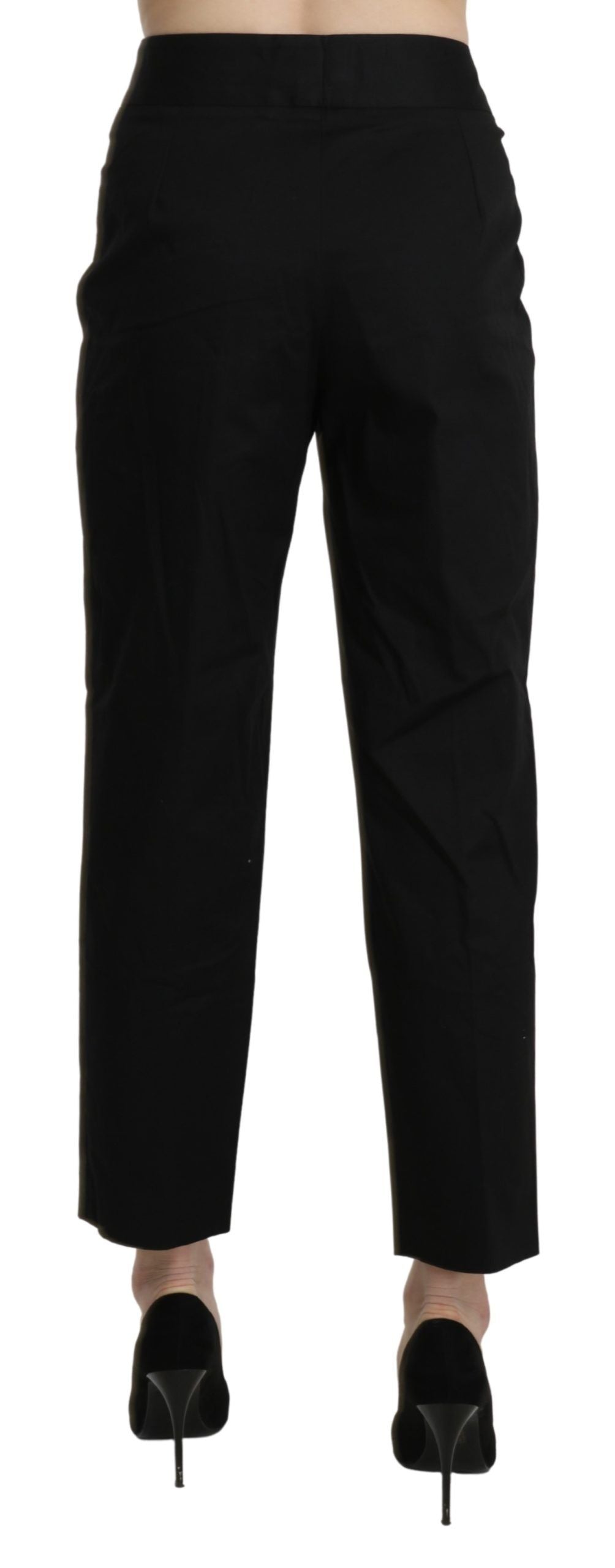 Pantalon de costume court droit taille haute noir