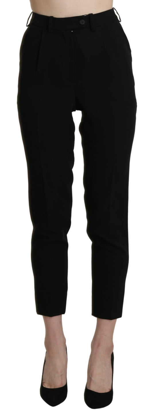 Pantalon robe courte skinny taille haute noir