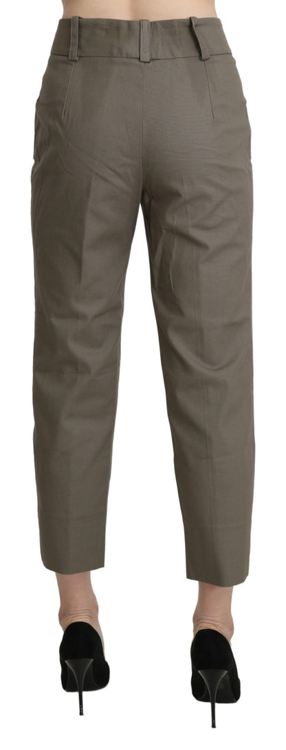 Pantalon habillé court taille haute gris