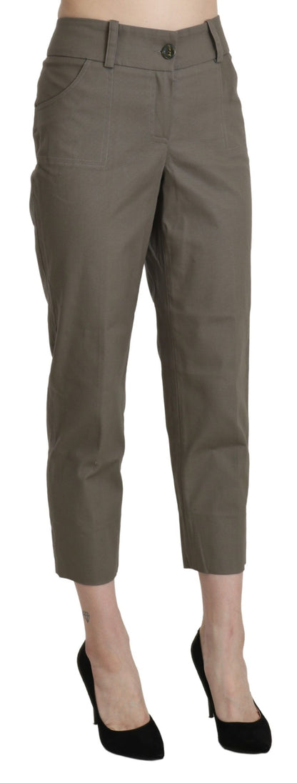 Pantalon habillé court taille haute gris