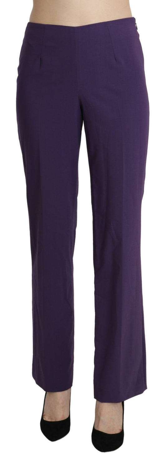 Pantalon habillé droit taille haute violet