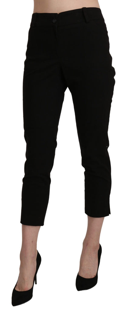 Pantalon habillé court skinny taille haute noir