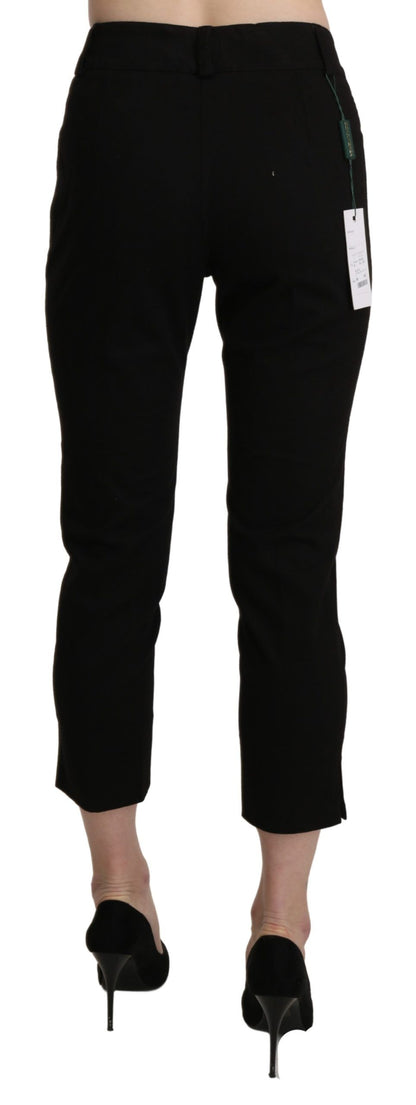 Pantalon habillé court skinny taille haute noir