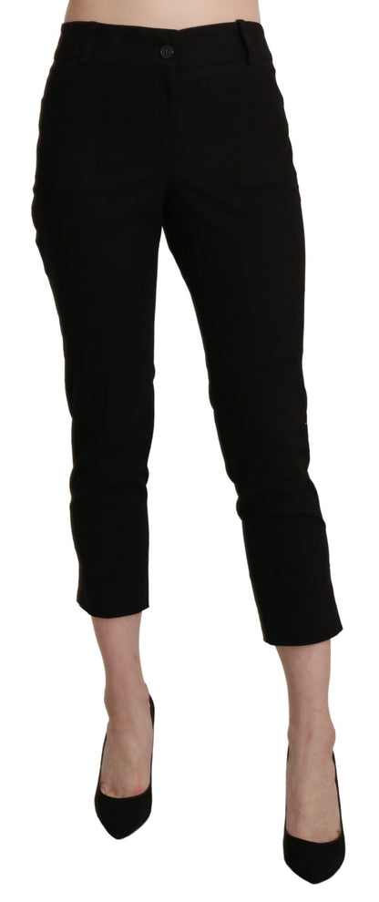 Pantalon habillé court skinny taille haute noir