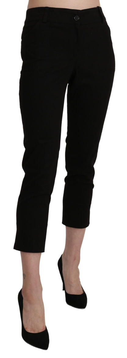 Pantalon habillé court skinny taille haute noir