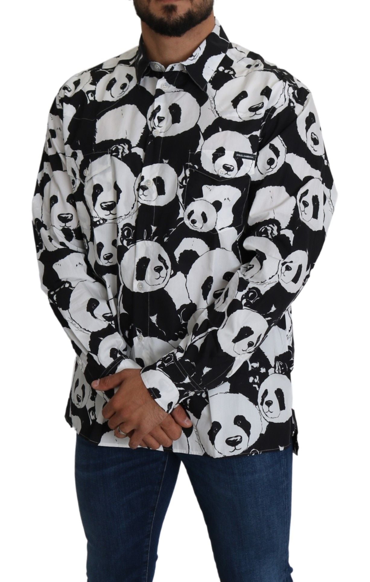 Chemise décontractée 100 % coton Black Panda pour hommes