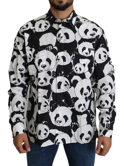 Chemise décontractée 100 % coton Black Panda pour hommes