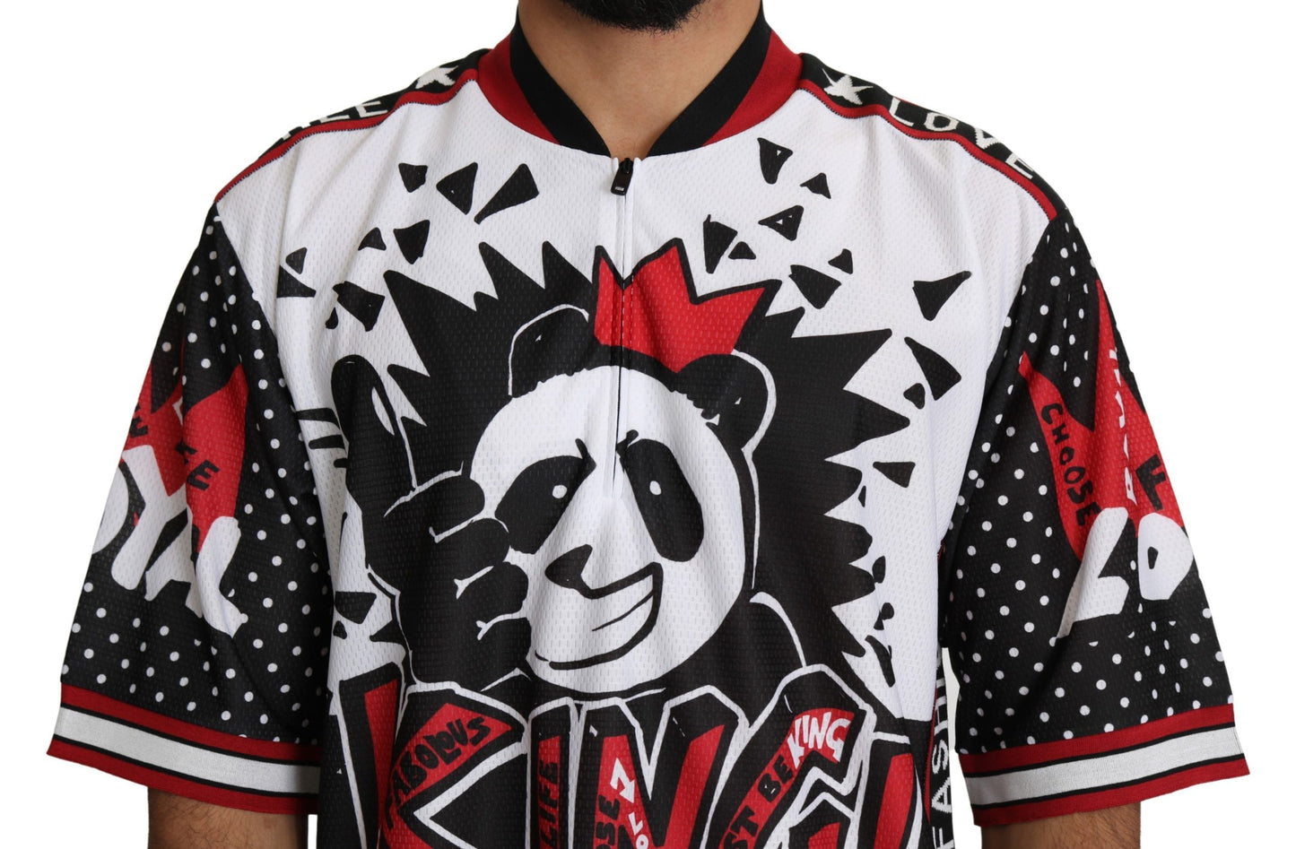 T-shirt da uomo in poliestere bianco King Panda Top