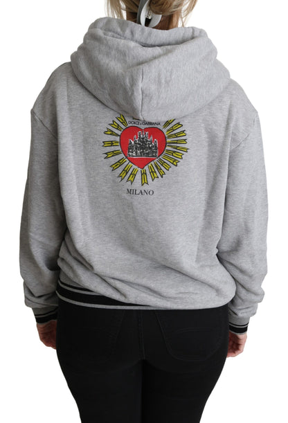 Pull à capuche imprimé gris avec logo exclusif