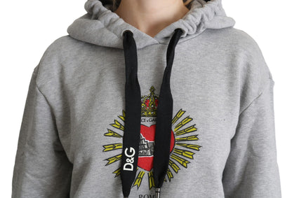 Pull à capuche imprimé gris avec logo exclusif