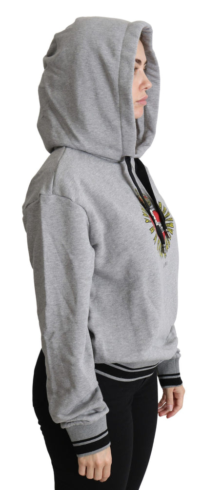 Pull à capuche imprimé gris avec logo exclusif