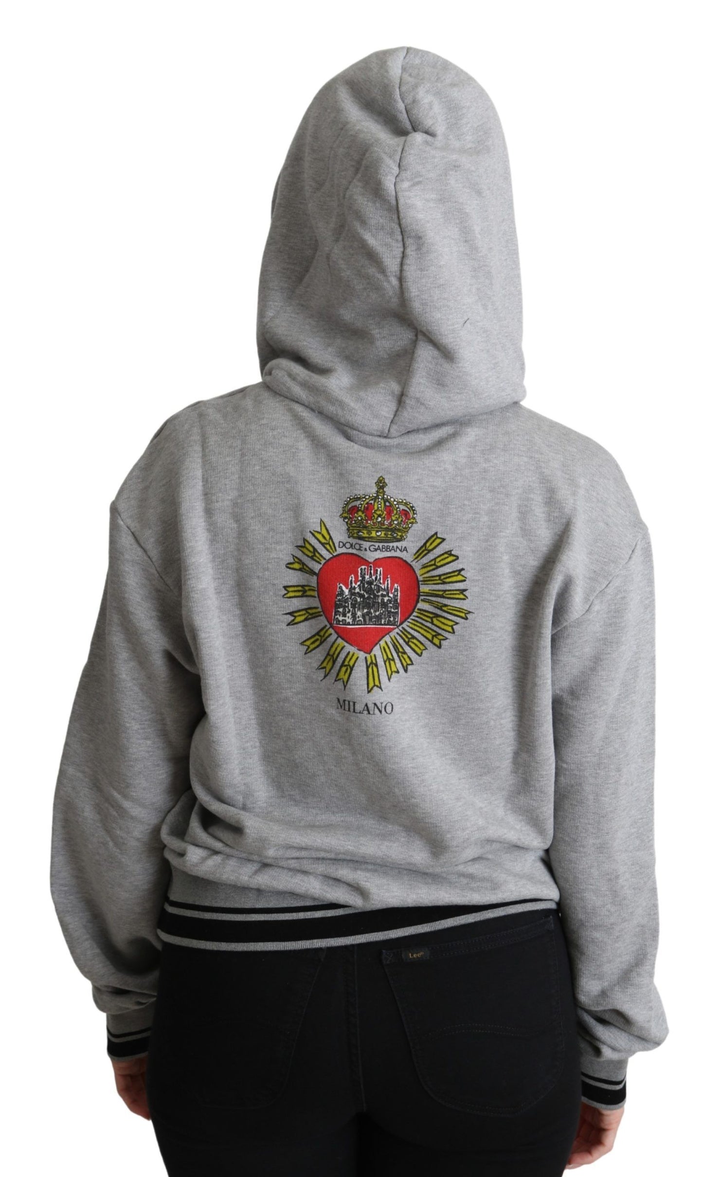 Pull à capuche imprimé gris avec logo exclusif