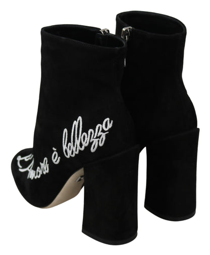 Dolce &amp; Gabbana bestickte Stiefeletten aus Lammwildleder