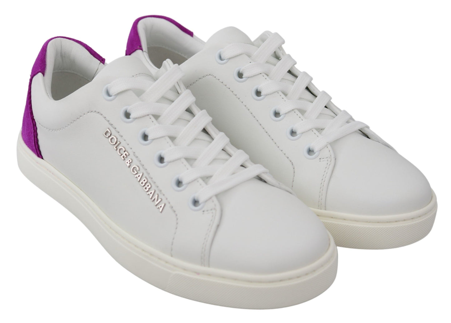 Scarpe da donna con logo in pelle bianca viola