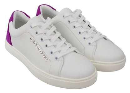 Chaussures pour femmes avec logo en cuir blanc et violet