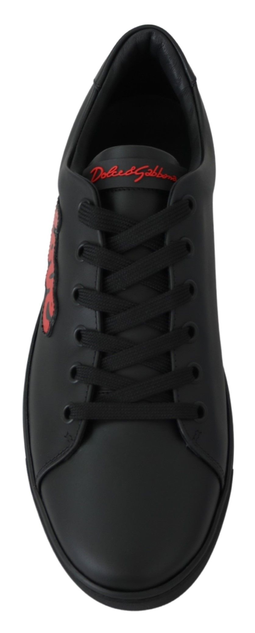 Dolce & Gabbana Elegant Leather Sneakers with Red Accents