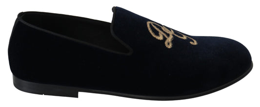 Dolce &amp; Gabbana Elegante blaue Loafer mit Stickerei