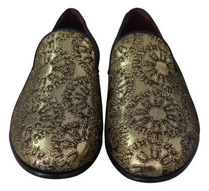 Goldene Jacquard-Flats Herren-Loafer-Schuhe