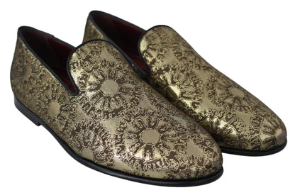 Goldene Jacquard-Flats Herren-Loafer-Schuhe