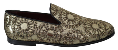 Goldene Jacquard-Flats Herren-Loafer-Schuhe