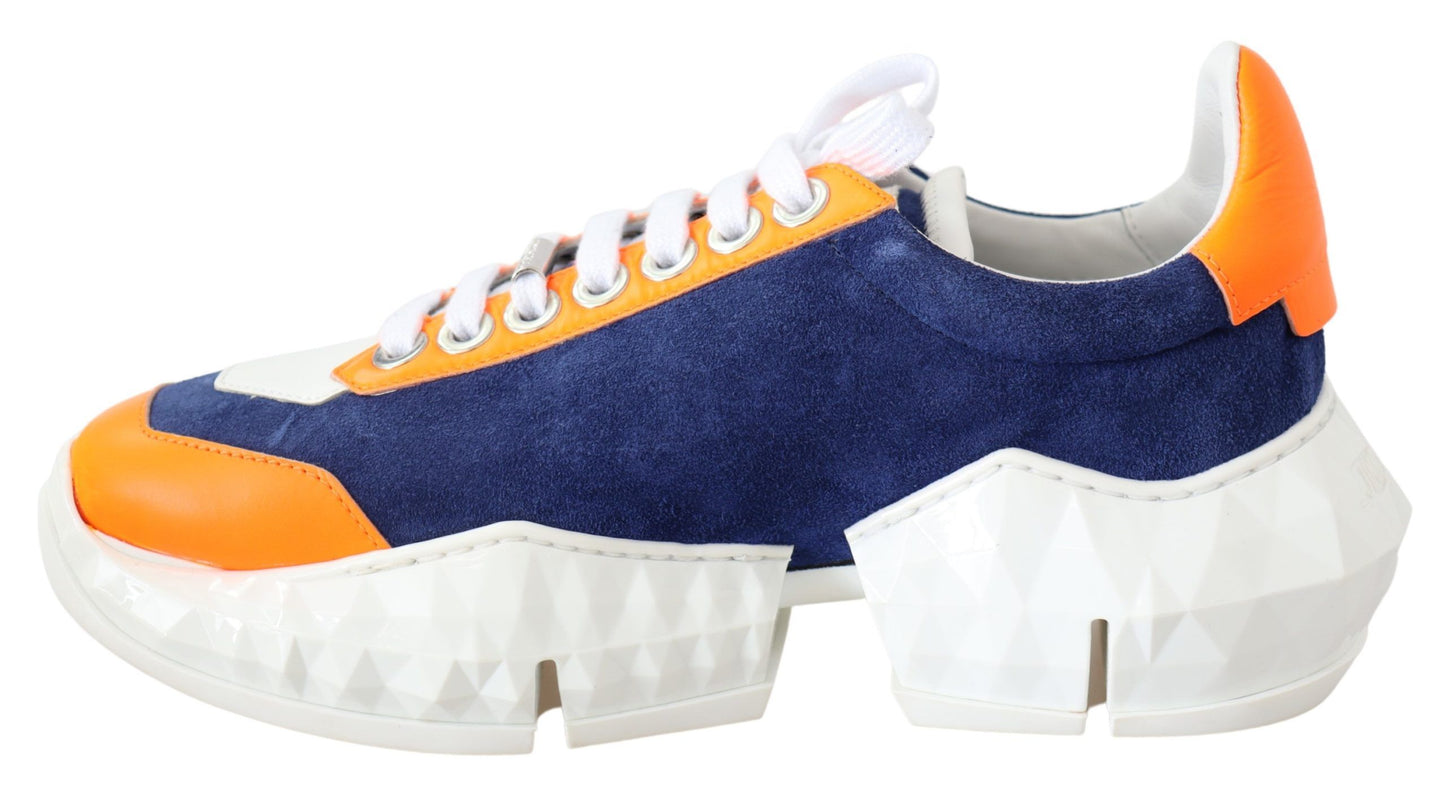 Diamantblau-orangefarbener Ledersneaker