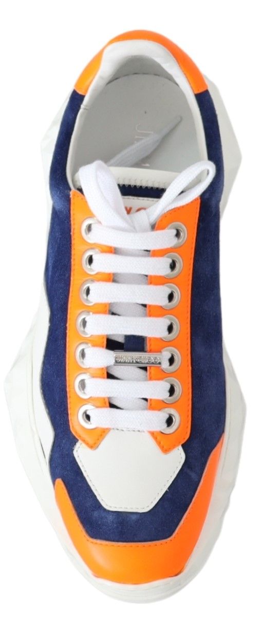 Diamantblau-orangefarbener Ledersneaker