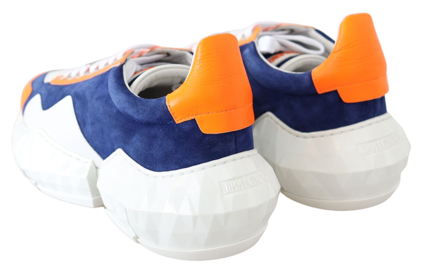 Diamantblau-orangefarbener Ledersneaker