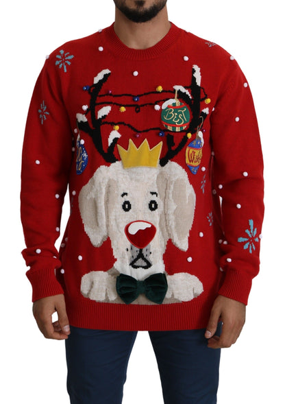 Maglione di cachemire pullover di cane rosso di Natale