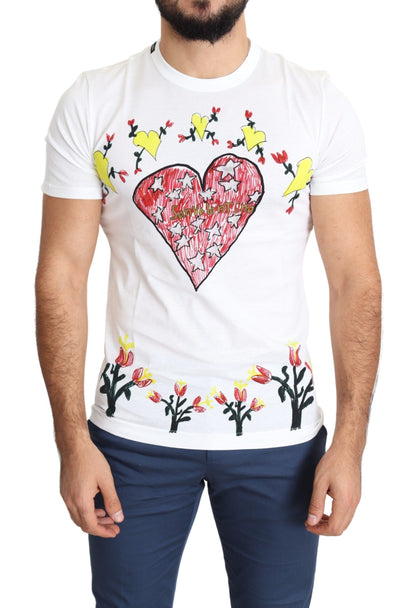 Weißes Herren-T-Shirt aus Baumwolle mit Saint-Valentine-Print