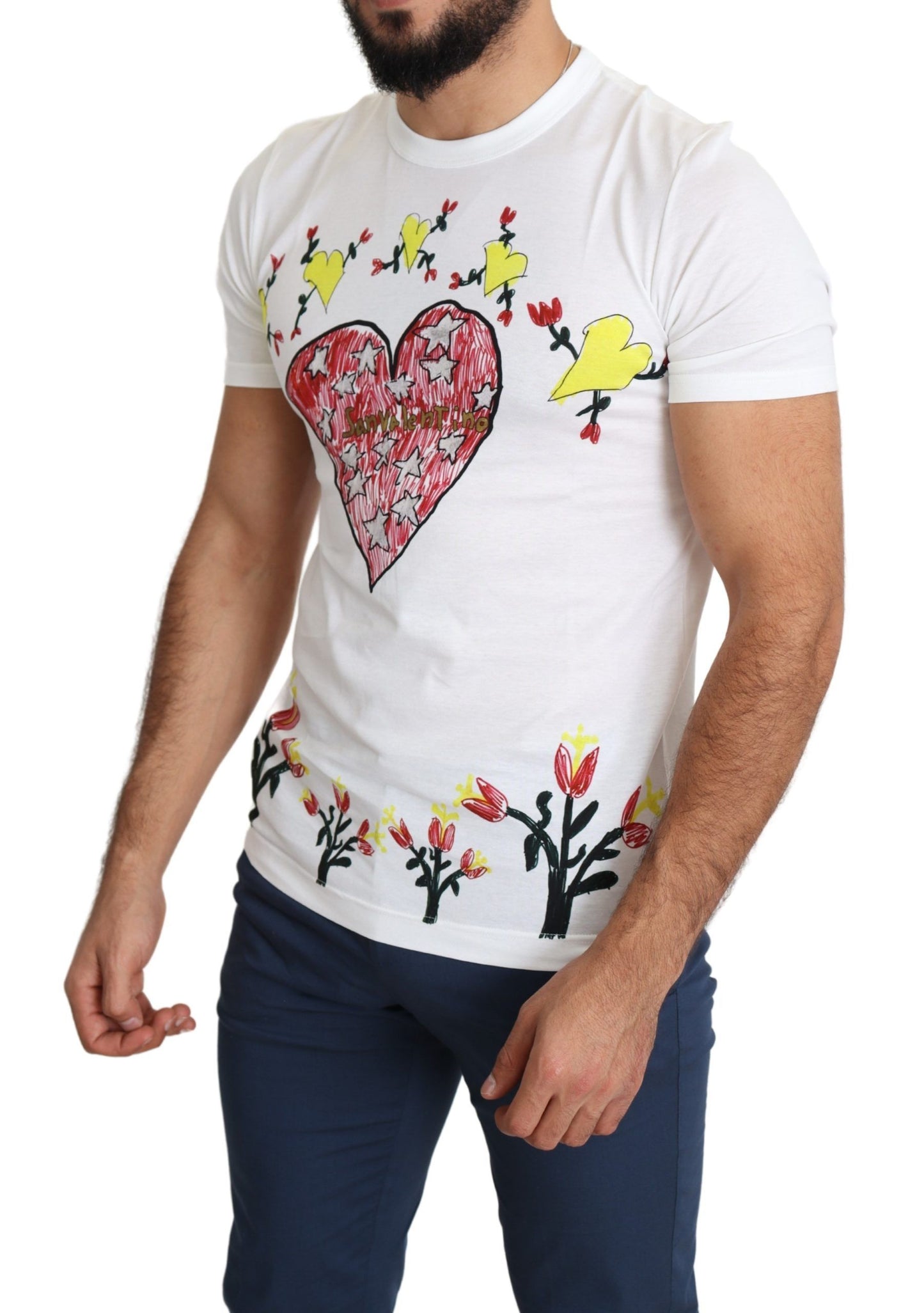 T-shirt homme en coton blanc imprimé Saint Valentin