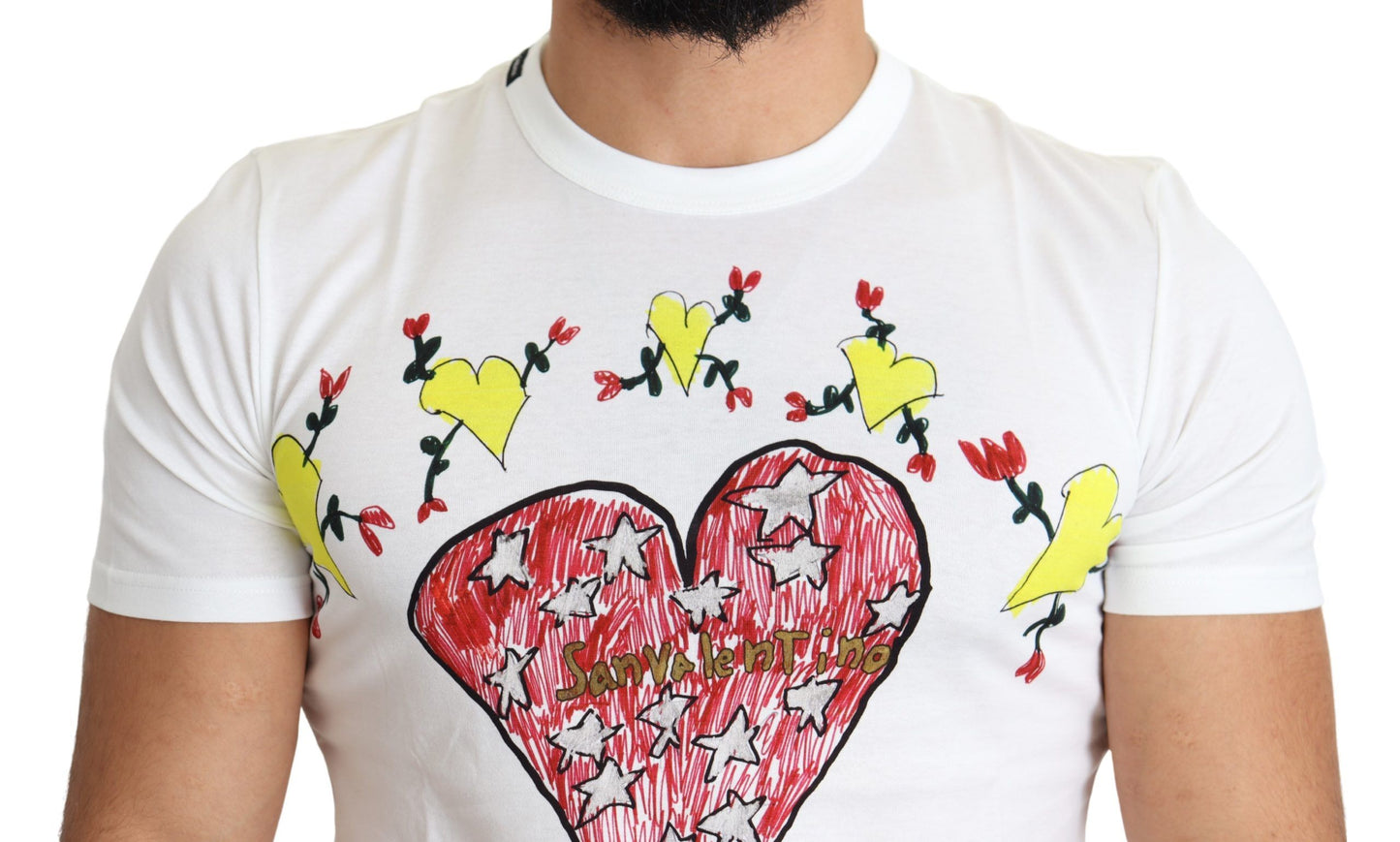 T-shirt homme en coton blanc imprimé Saint Valentin