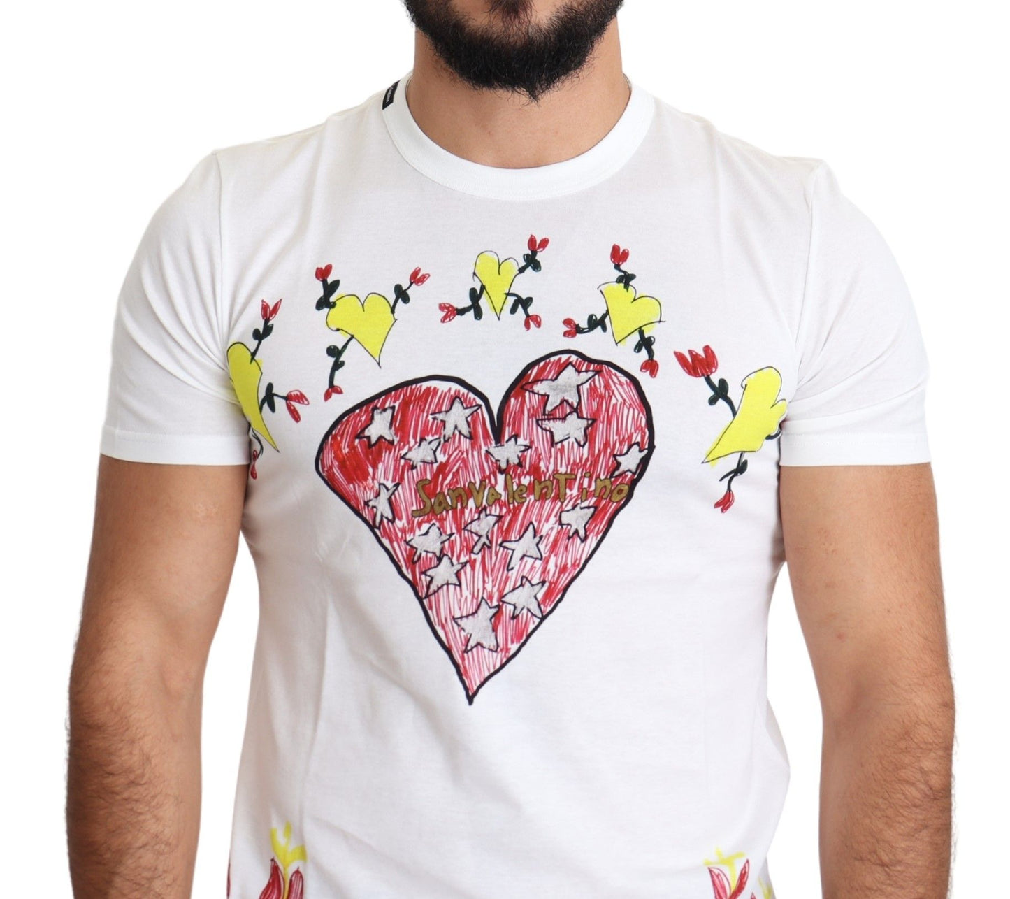 T-shirt homme en coton blanc imprimé Saint Valentin