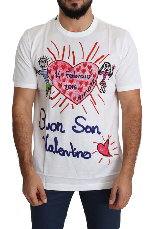 T-shirt Homme Blanc Saint Valentin Coeurs Imprimé