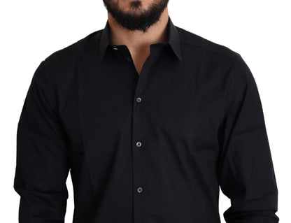 Camicia elegante ORO formale in cotone elasticizzato nero