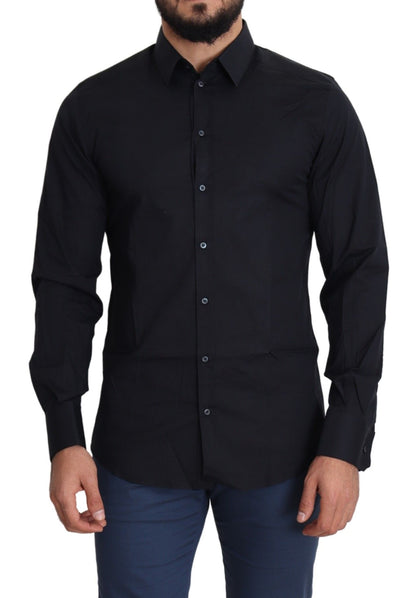 Camicia elegante ORO formale in cotone nero