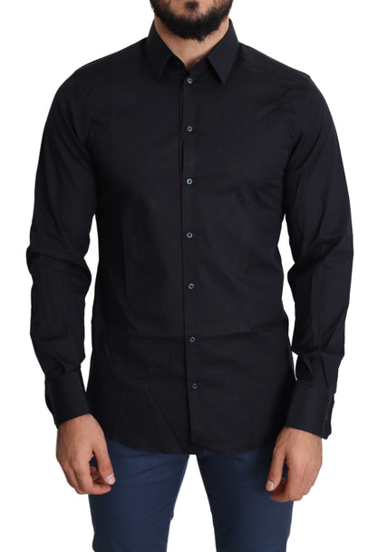 Camicia elegante ORO formale in cotone nero