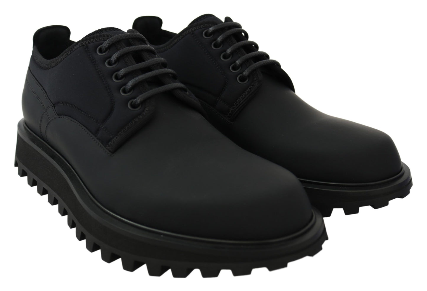 Chaussures Derby Vulcano épaisses en cuir de veau caoutchouté noir