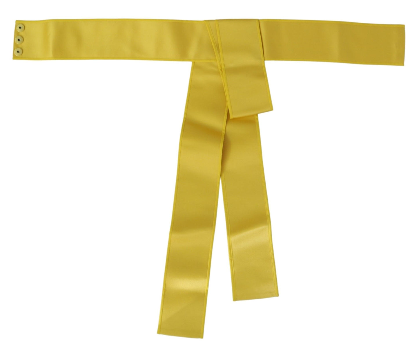 Ceinture en soie jaune à large fermeture à bouton-pression