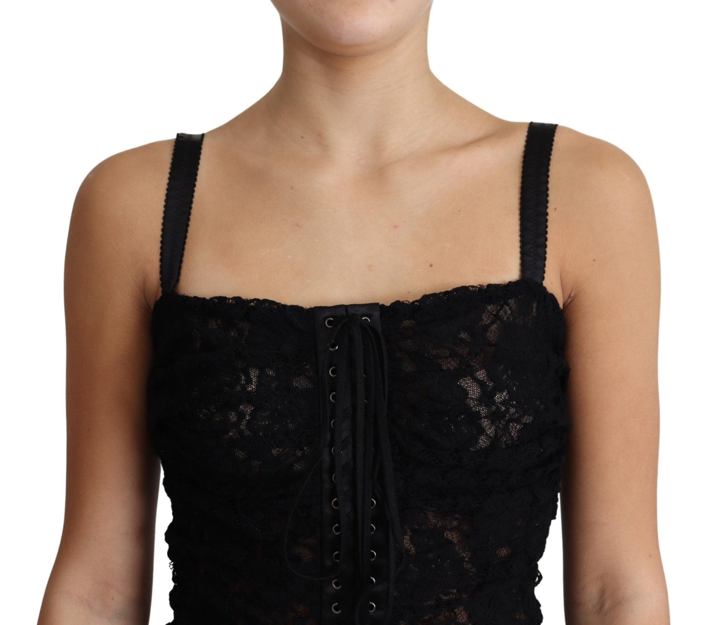 Mini-robe bustier corset fleurie noire à lacets