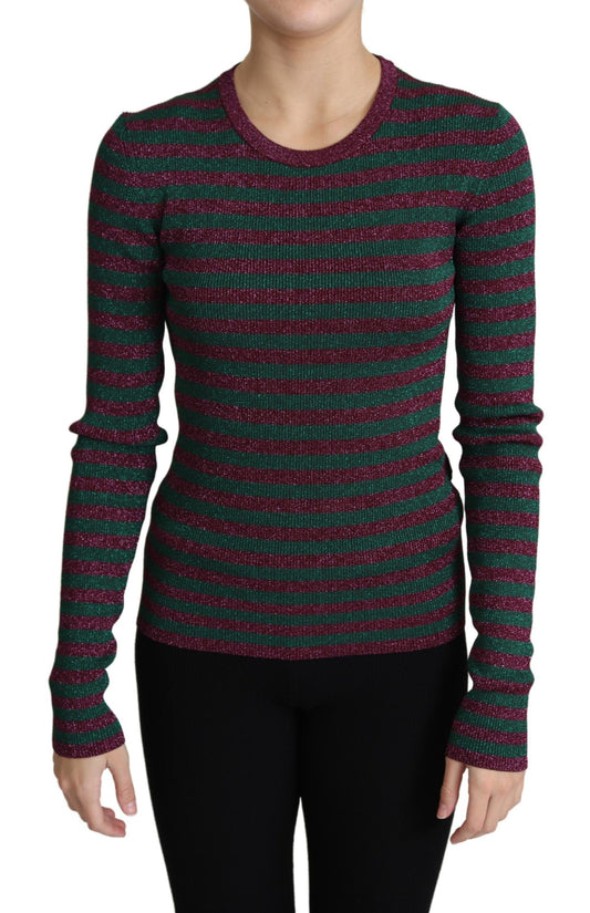 Maglione pullover girocollo a righe multicolori