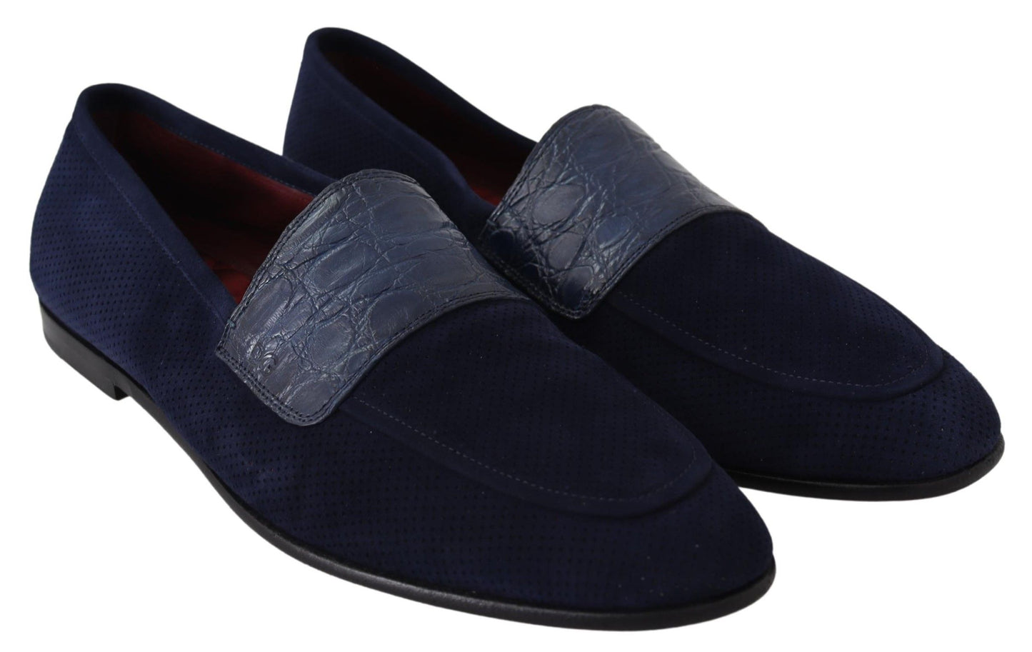 Blaue Kaiman-Slipper aus Wildleder