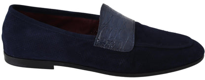 Blaue Kaiman-Slipper aus Wildleder