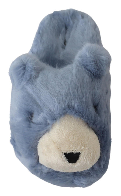 Pantoufles ours en peluche bleu, sandales, chaussures