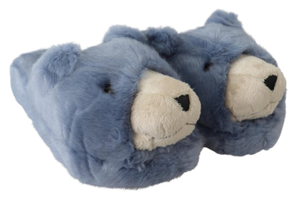 Pantoufles ours en peluche bleu, sandales, chaussures