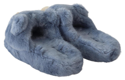 Blaue Teddybär-Hausschuhe, Sandalen, Schuhe