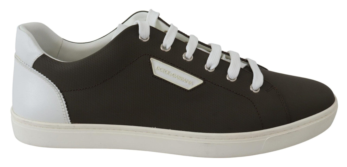 Weiß-grüne Leder-Low-Top-Sneaker-Schuhe