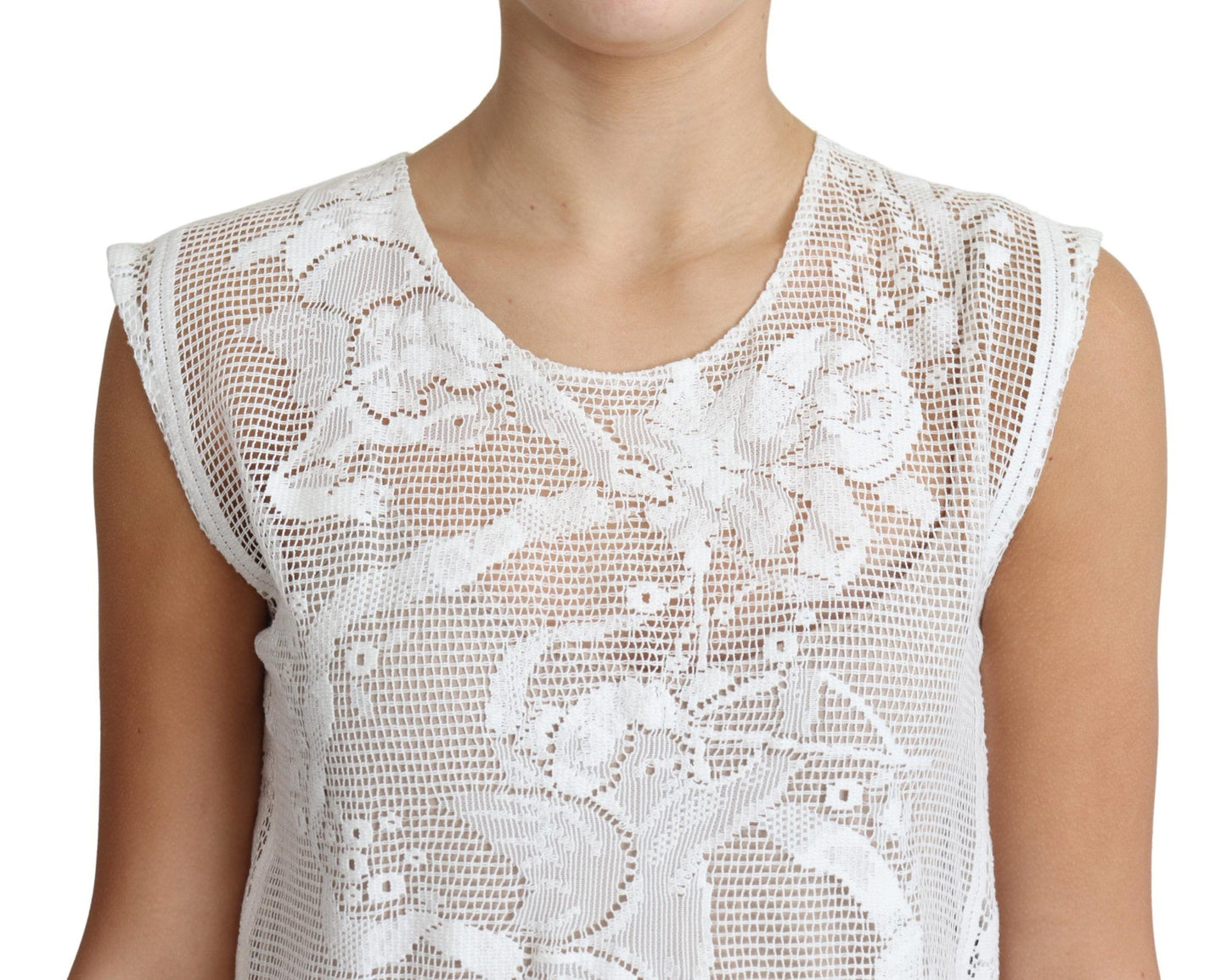 Débardeur à motif d'ange floral en dentelle de coton blanc