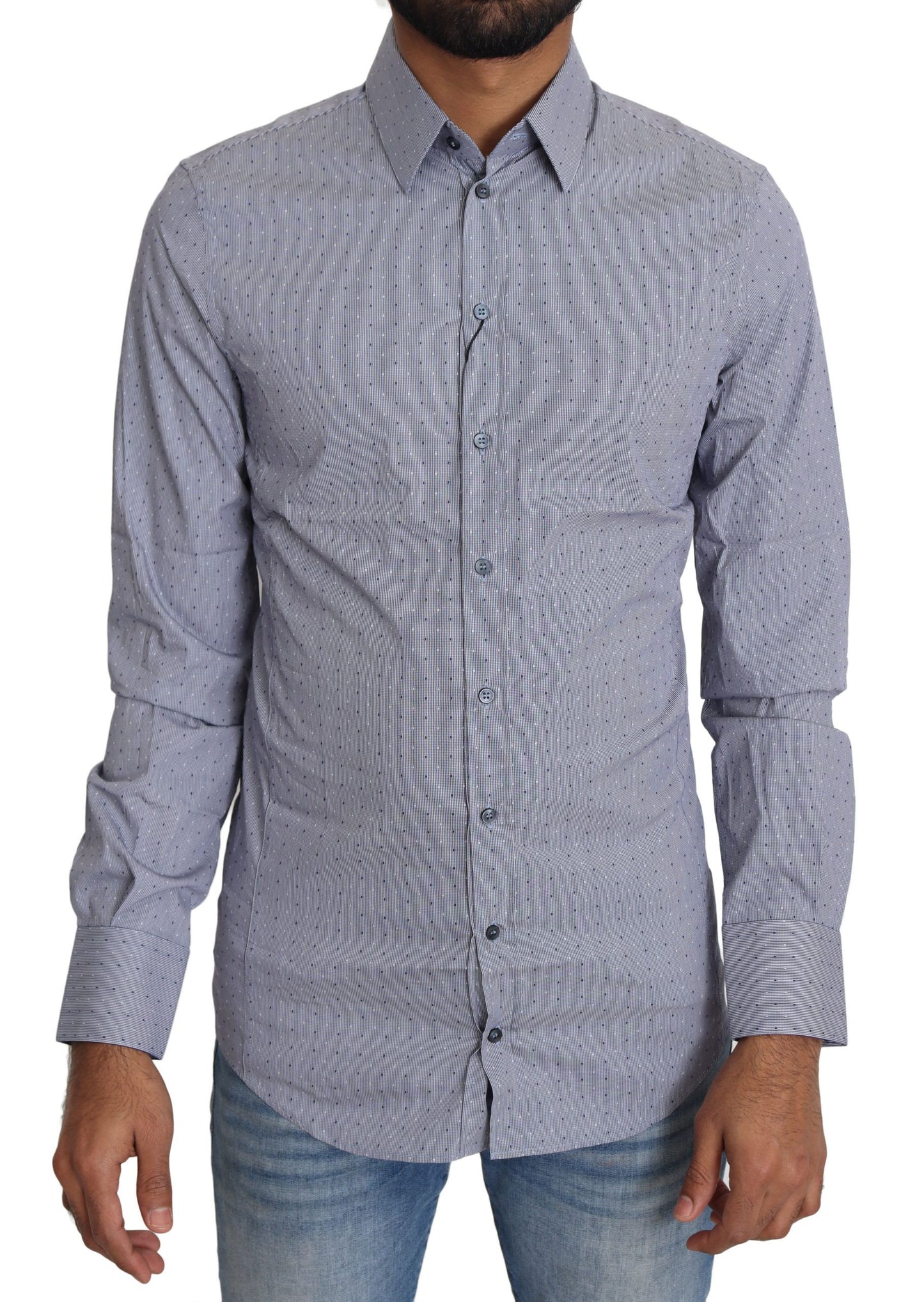 Camicia formale SICILIA semiaderente punteggiata grigia