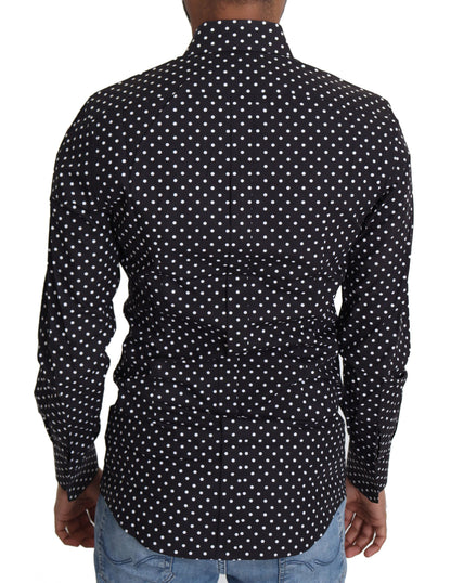 Camicia casual a pois bianchi neri