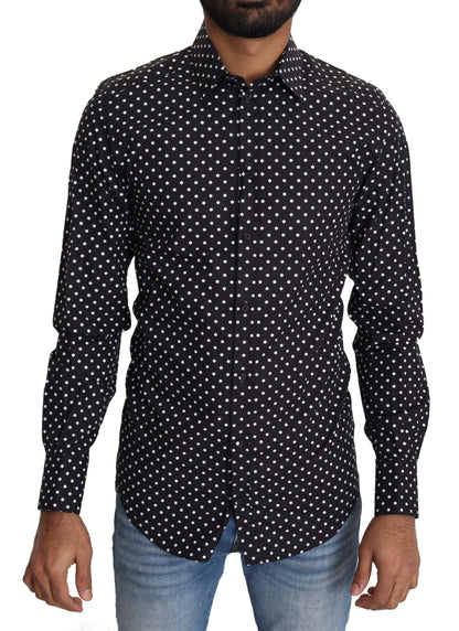 Camicia casual a pois bianchi neri